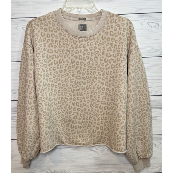 GAP leopard print oversized crop sweatshirt, size small - Picture 2 of 11